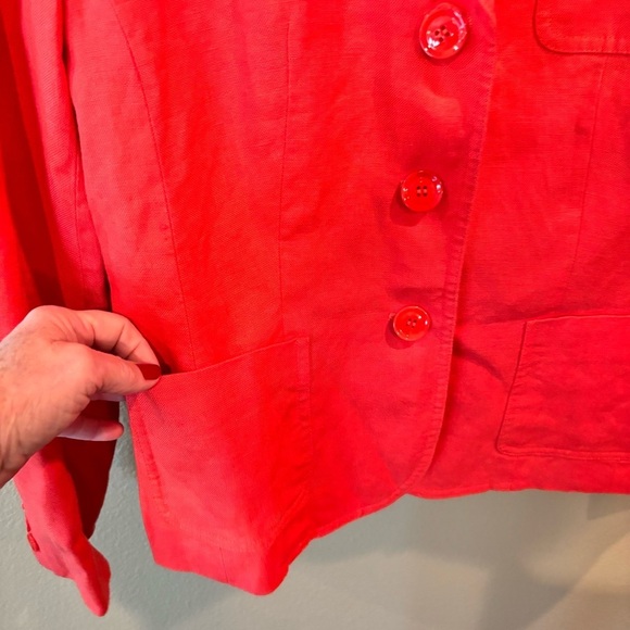Vintage Talbots Irish Linen Blazer in Orange, size 8, Classic Staple Unique - Picture 5 of 12